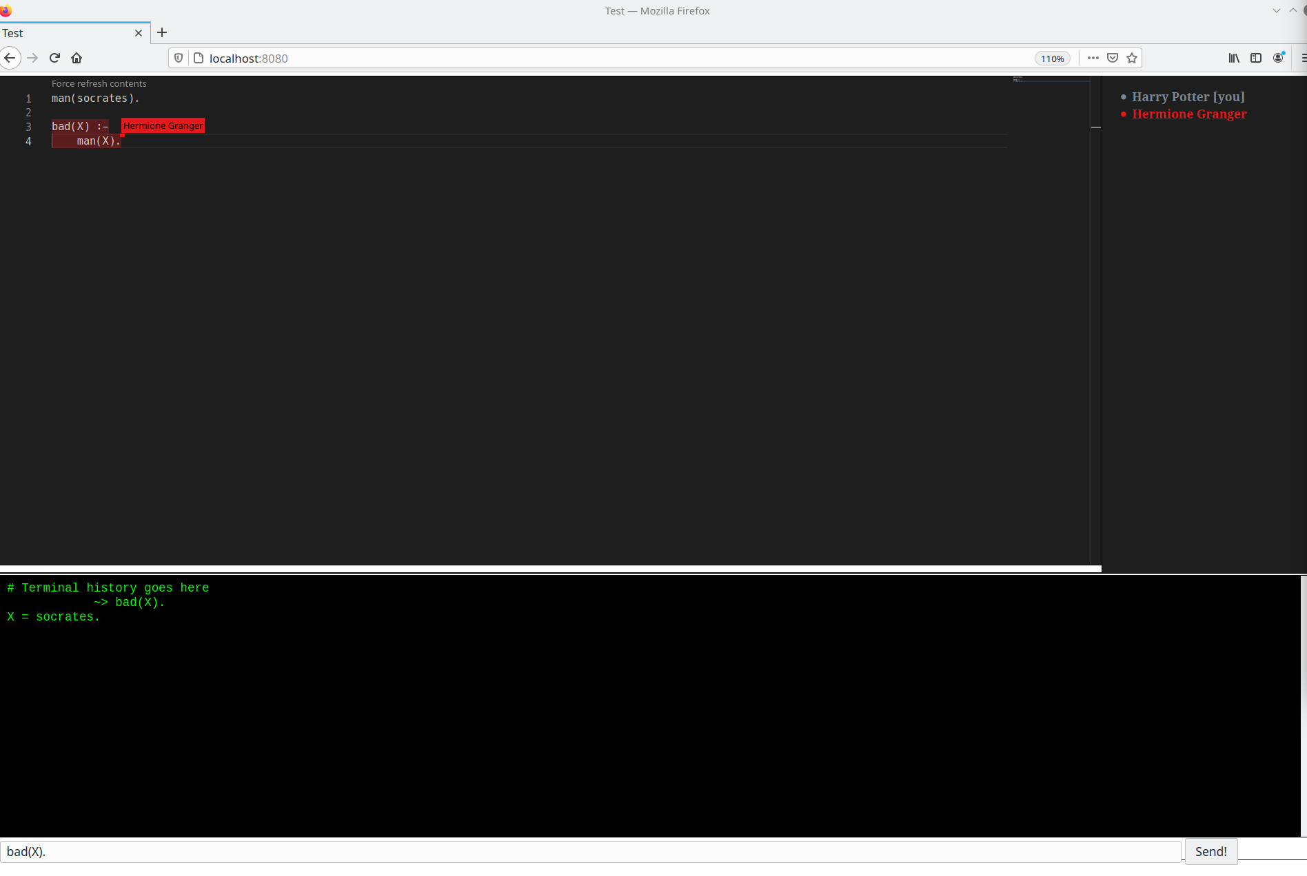 screenshot showing the editor in action