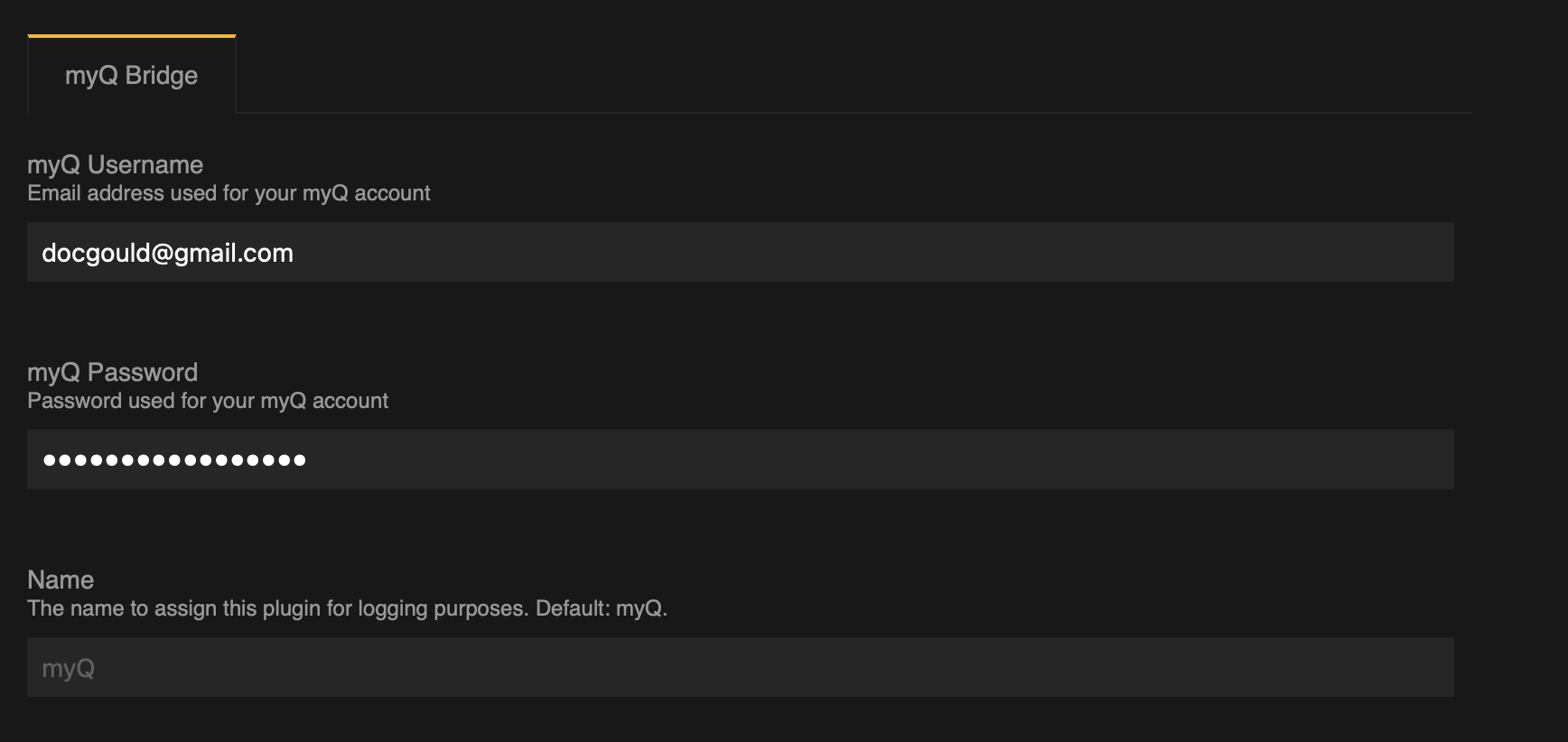 myQ API Invalid myQ crendentials given. Check your login and password