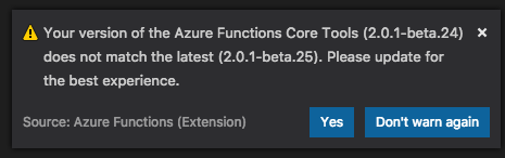 Improve message when func cli out of date · Issue #350 · microsoft ...