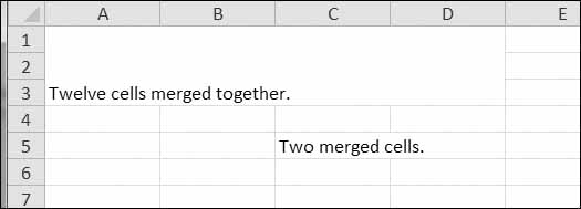 Merged cells in a spreadsheet