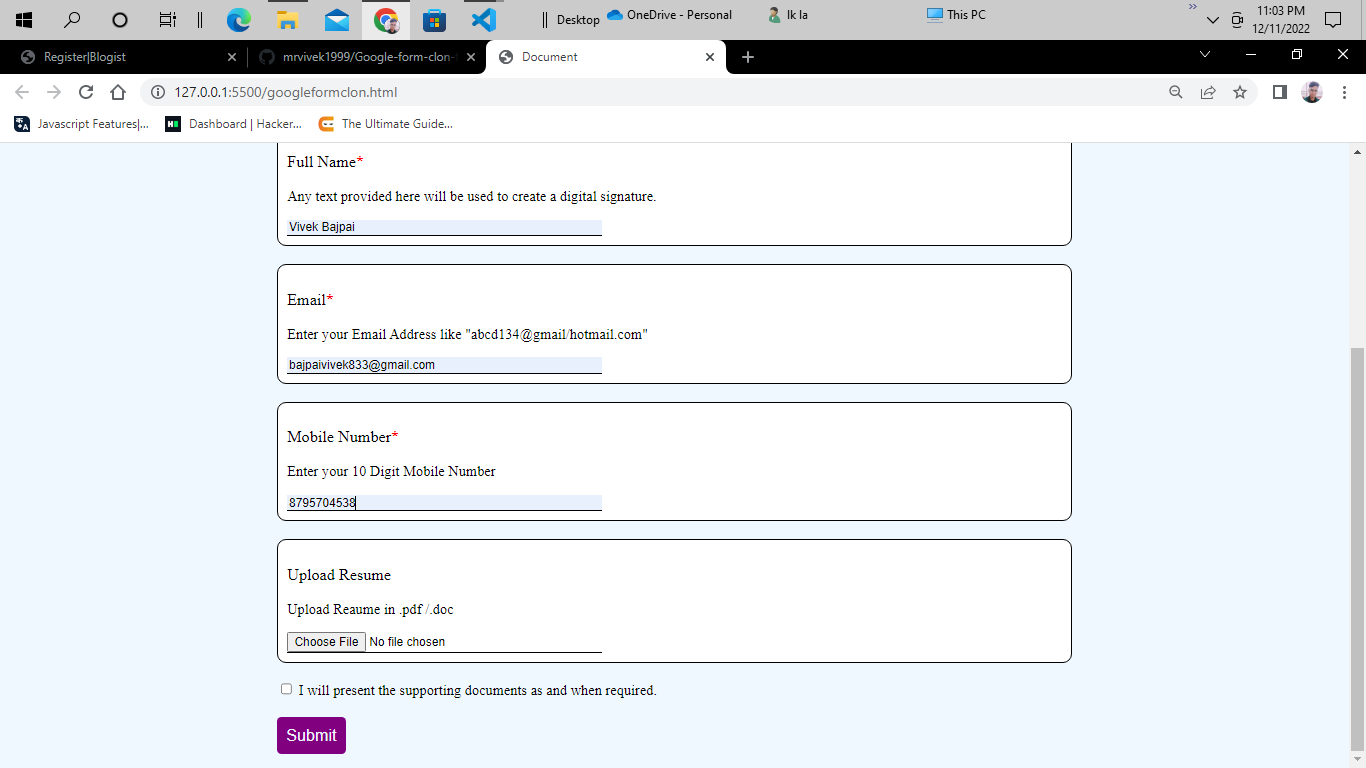 GitHub - mrvivek1999/Google-form-clon-frontend: Using HTML and CSS and ...