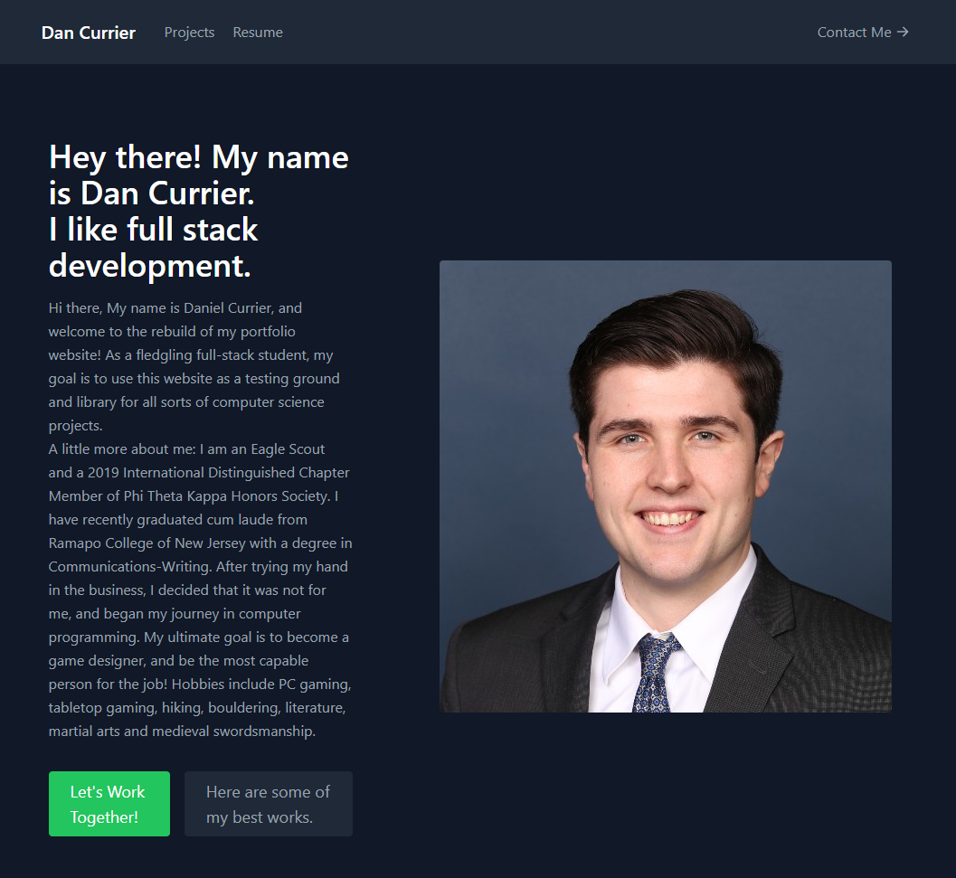 GitHub - DanielCurrier/dan-currier-react-portfolio: This project is a ...