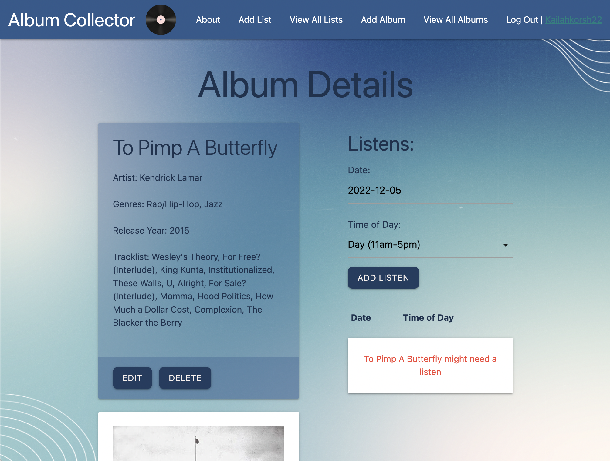 GitHub - kailahk/albumcollector