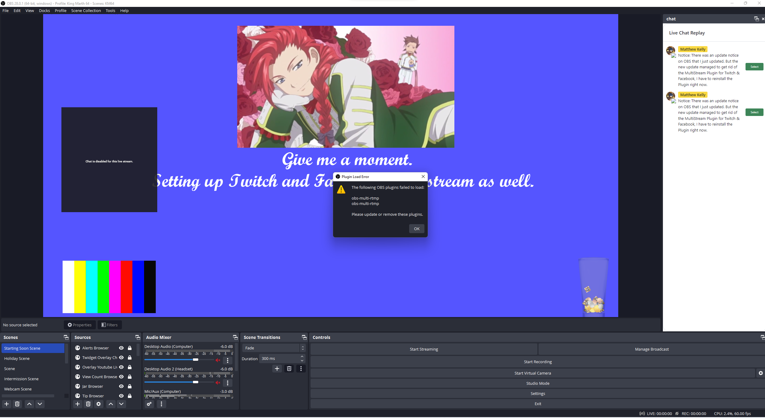 New OBS Update Managed To Make The Obs multi rtmp Not Working