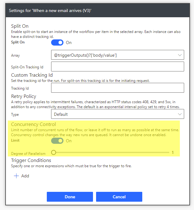 Flow fails if multiple emails are received in the same time frame