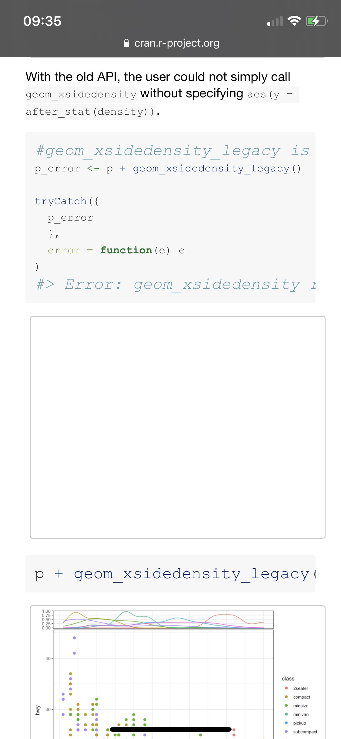 Strange font size changes in code blocks of package in mobile