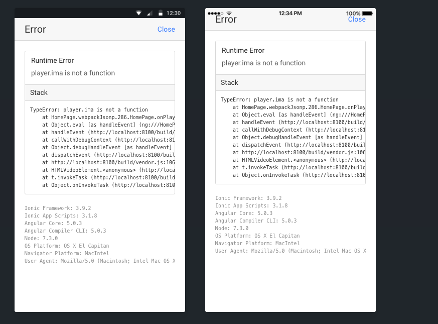 player.ima is not defined in ionic app · Issue 578 · googleads/videojs