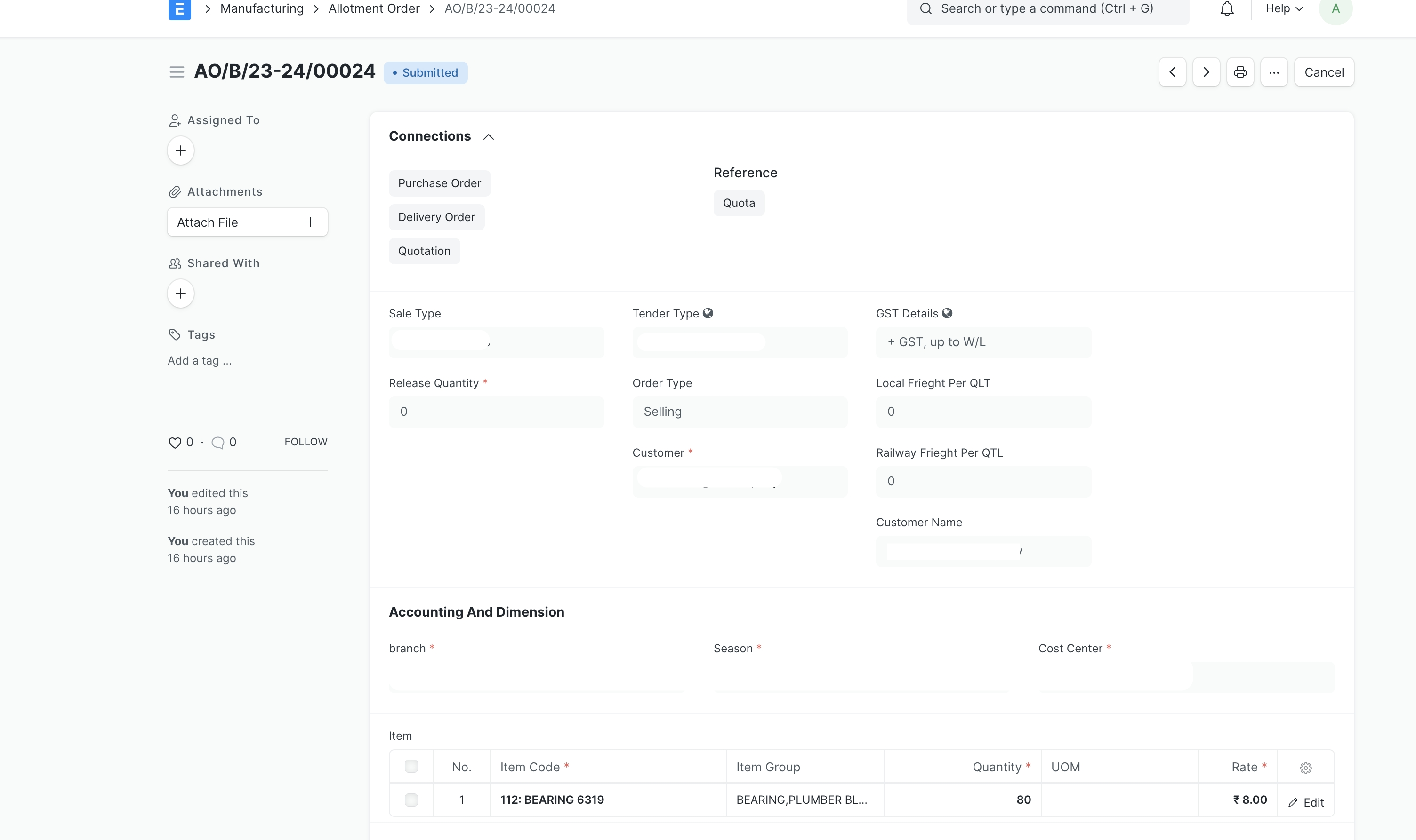 Blanket Order Connections + sign lost. · Issue 35814 · frappe/erpnext