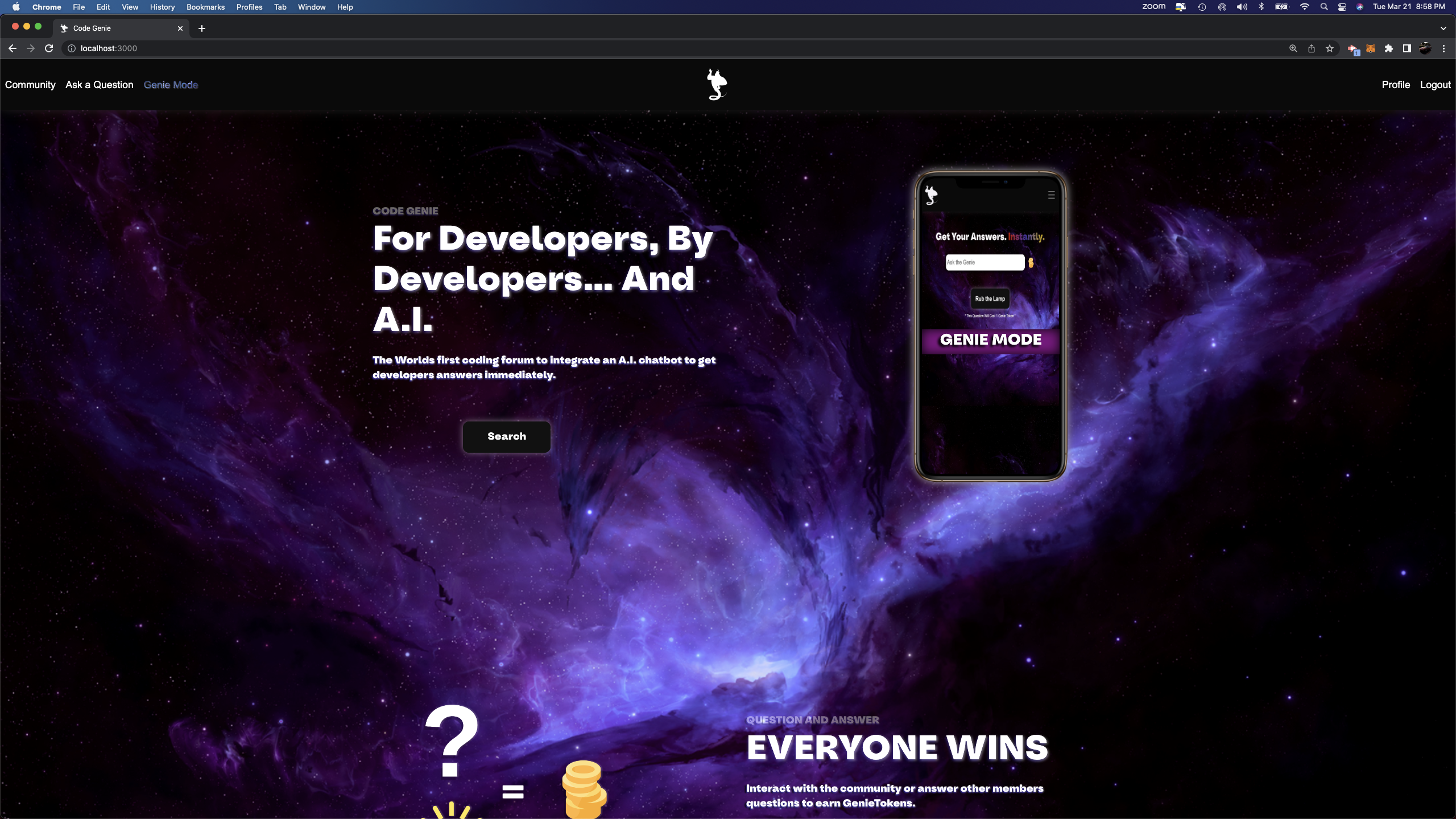 GitHub - JuanSFL/Code_Genie: Full Stack Application utilizing the MERN ...