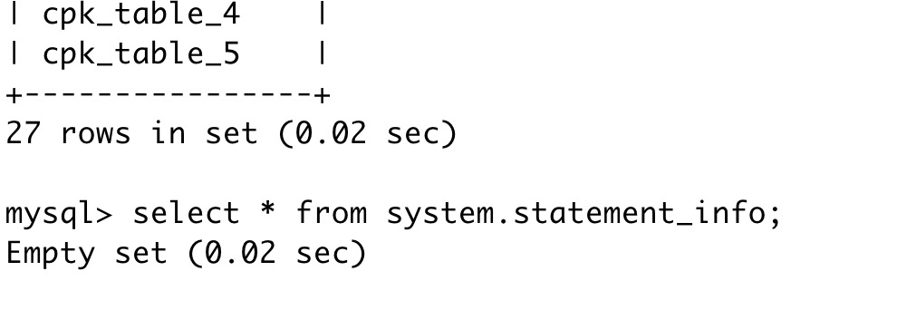 [Bug]: create new account and query statement_ Info return 0 row ...