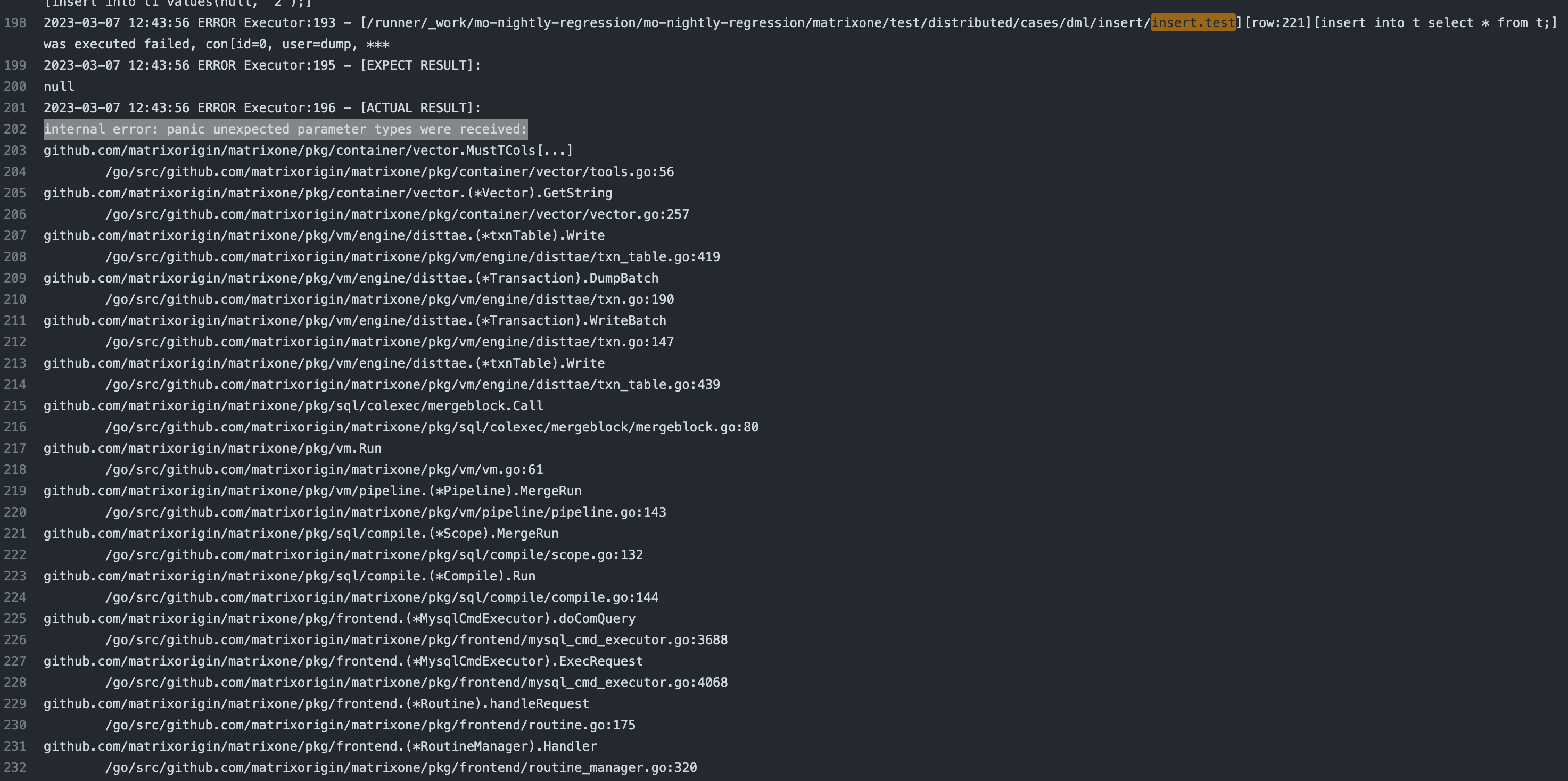 [Bug]: EKS test transaction insert into select table reported panic ...