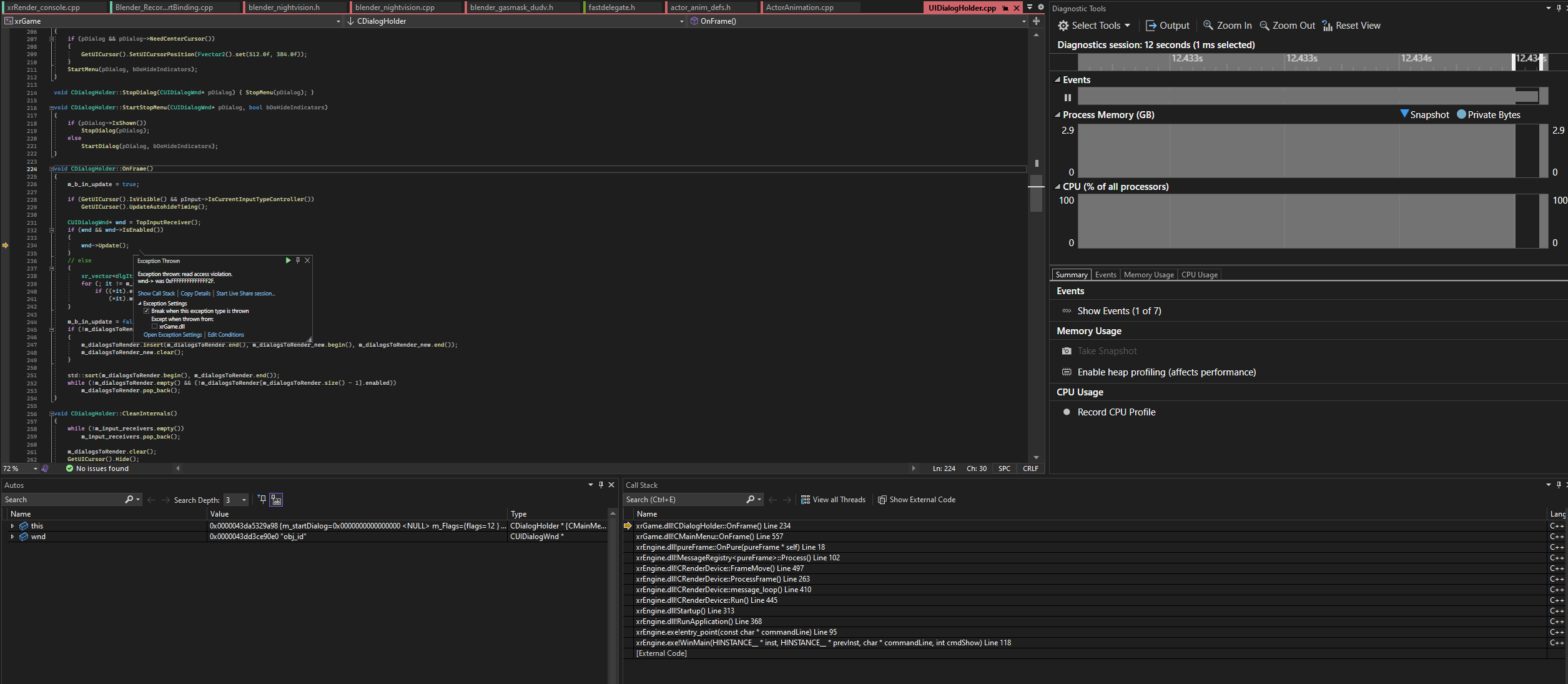 -nointro flag causes crash when launching test map with VS debugger ...