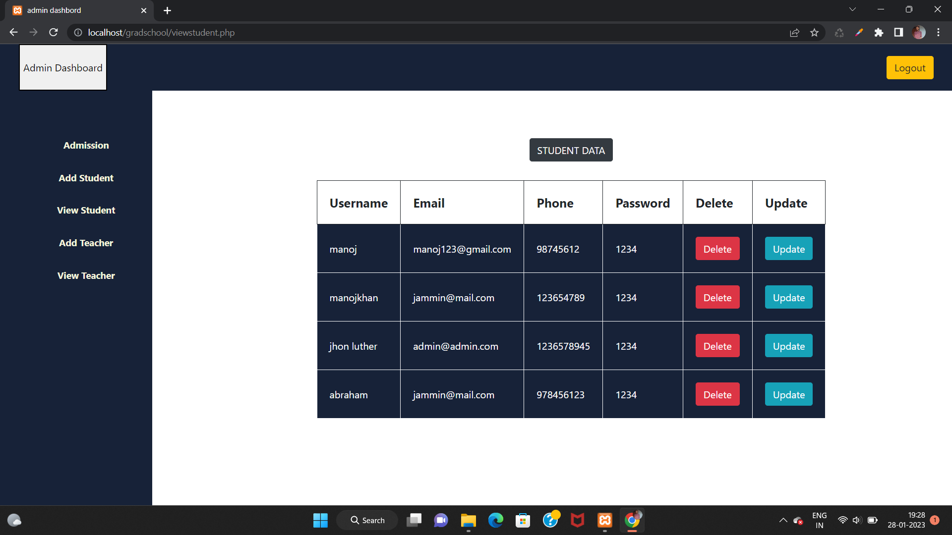 GitHub - manojm8113/-School-management-System: Grad School(Teamplate ...
