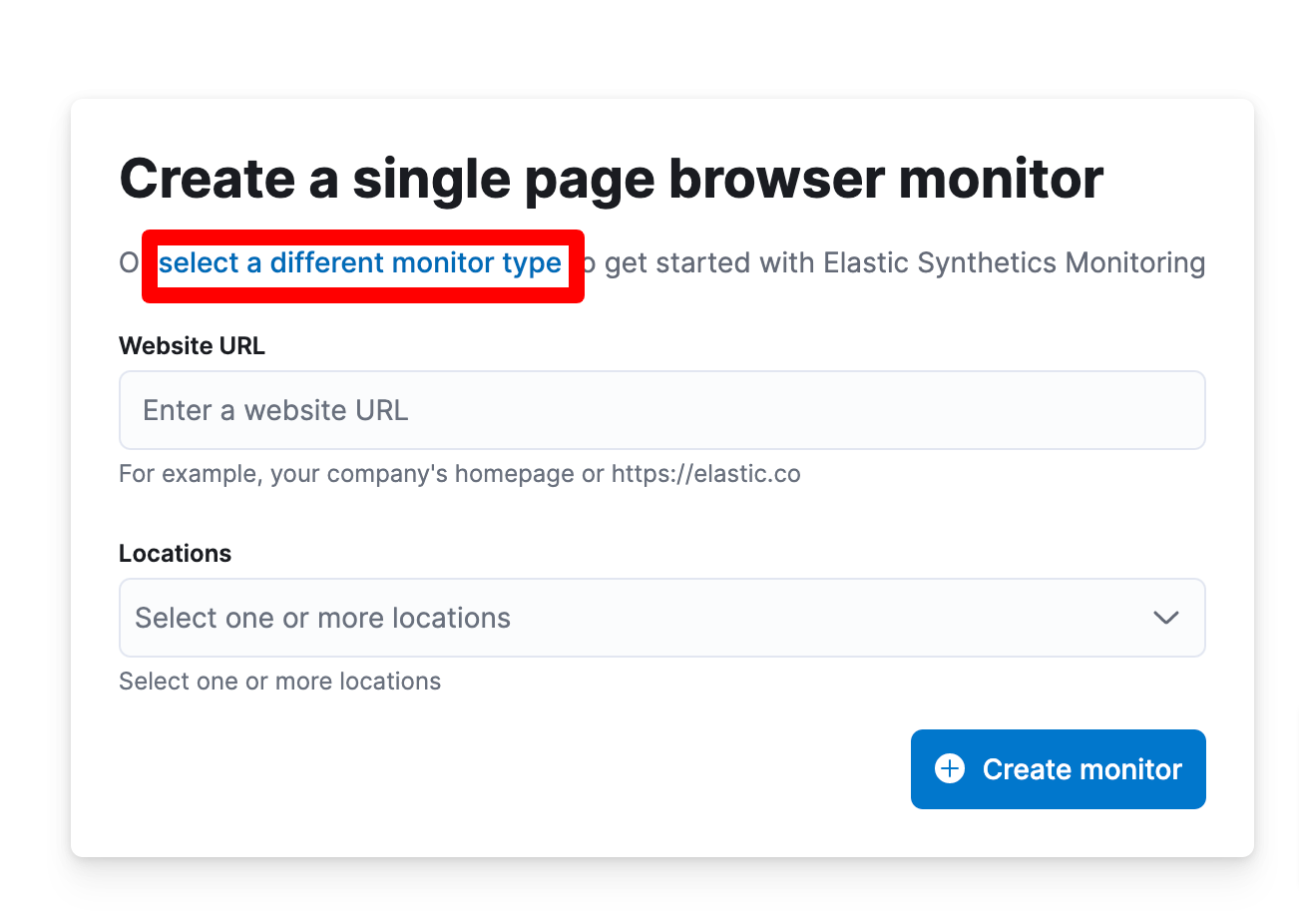 [Synthetics] Empty state - When clicking select another monitor type ...