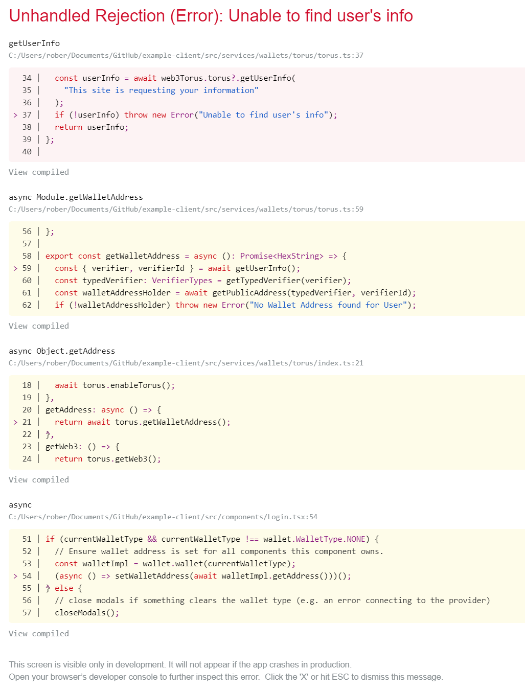 Torus login fails · Issue #131 · LibertyDSNP/example-client · GitHub