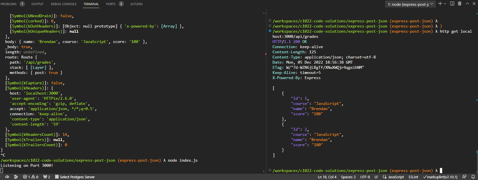 completed express-post-json exercise. Tarek Chaaban by Tarekchaaban ...