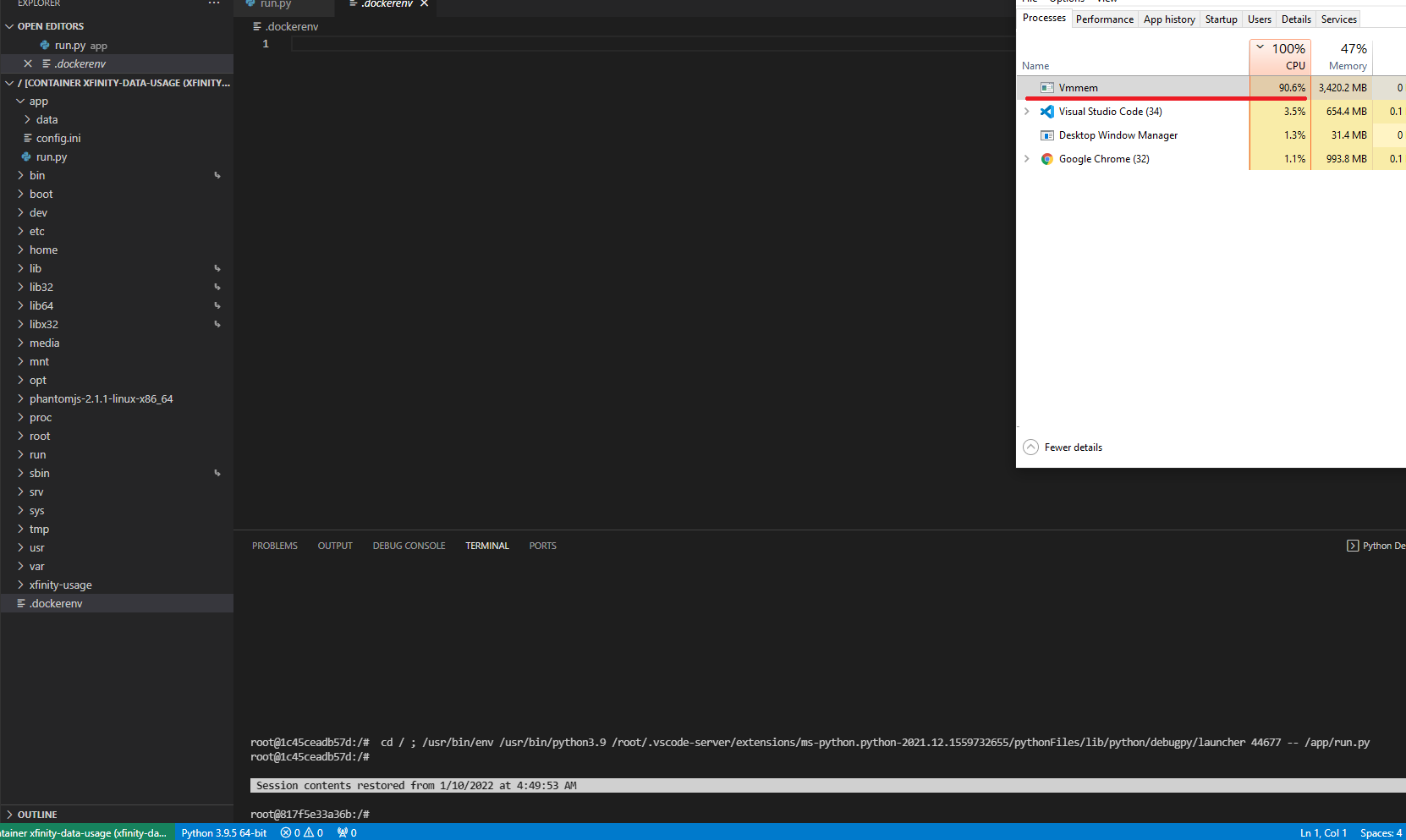 High CPU Usage - v1.5.1 · Issue #816 · microsoft/debugpy · GitHub