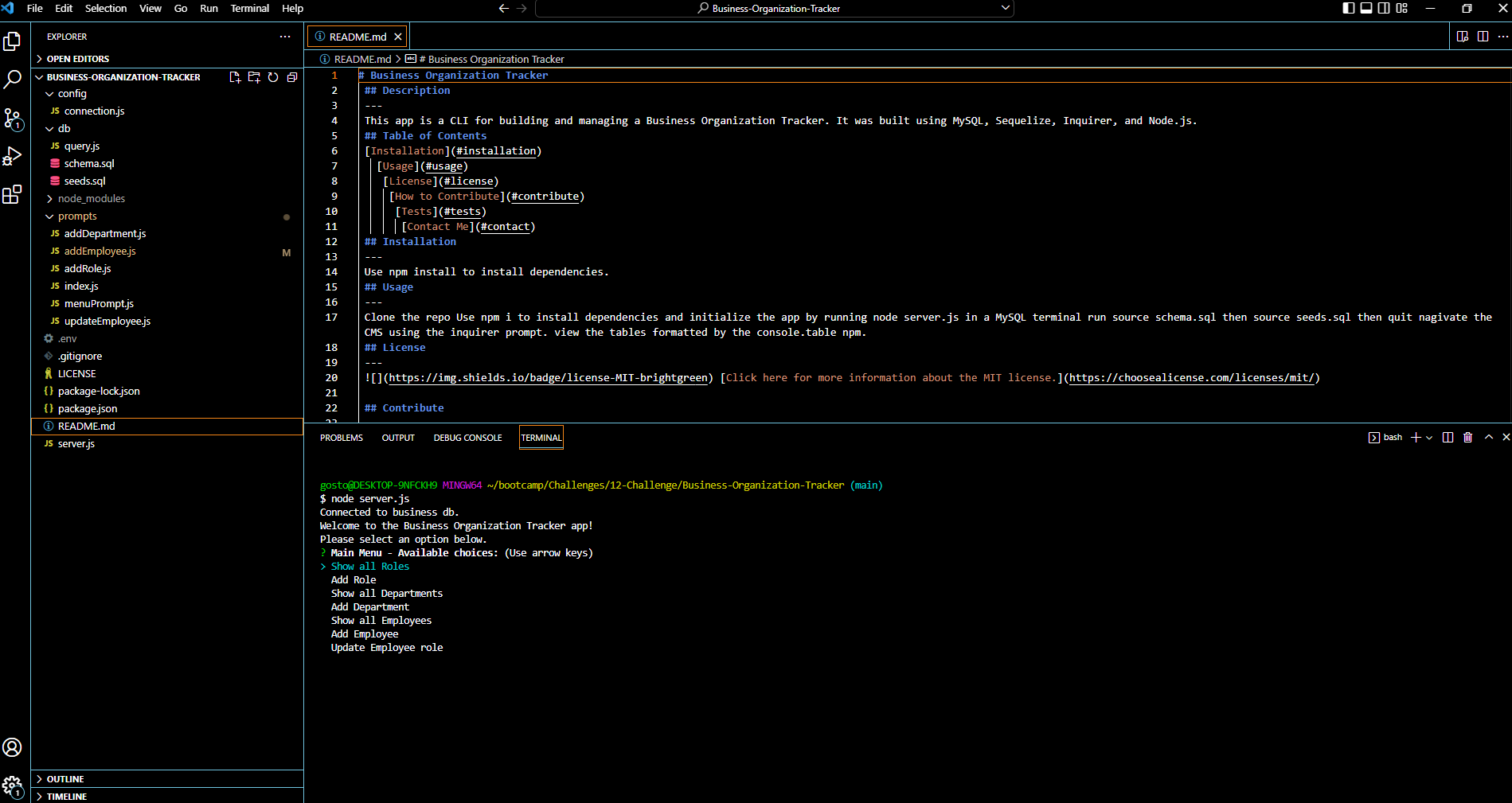 GitHub An app to track the business organization.