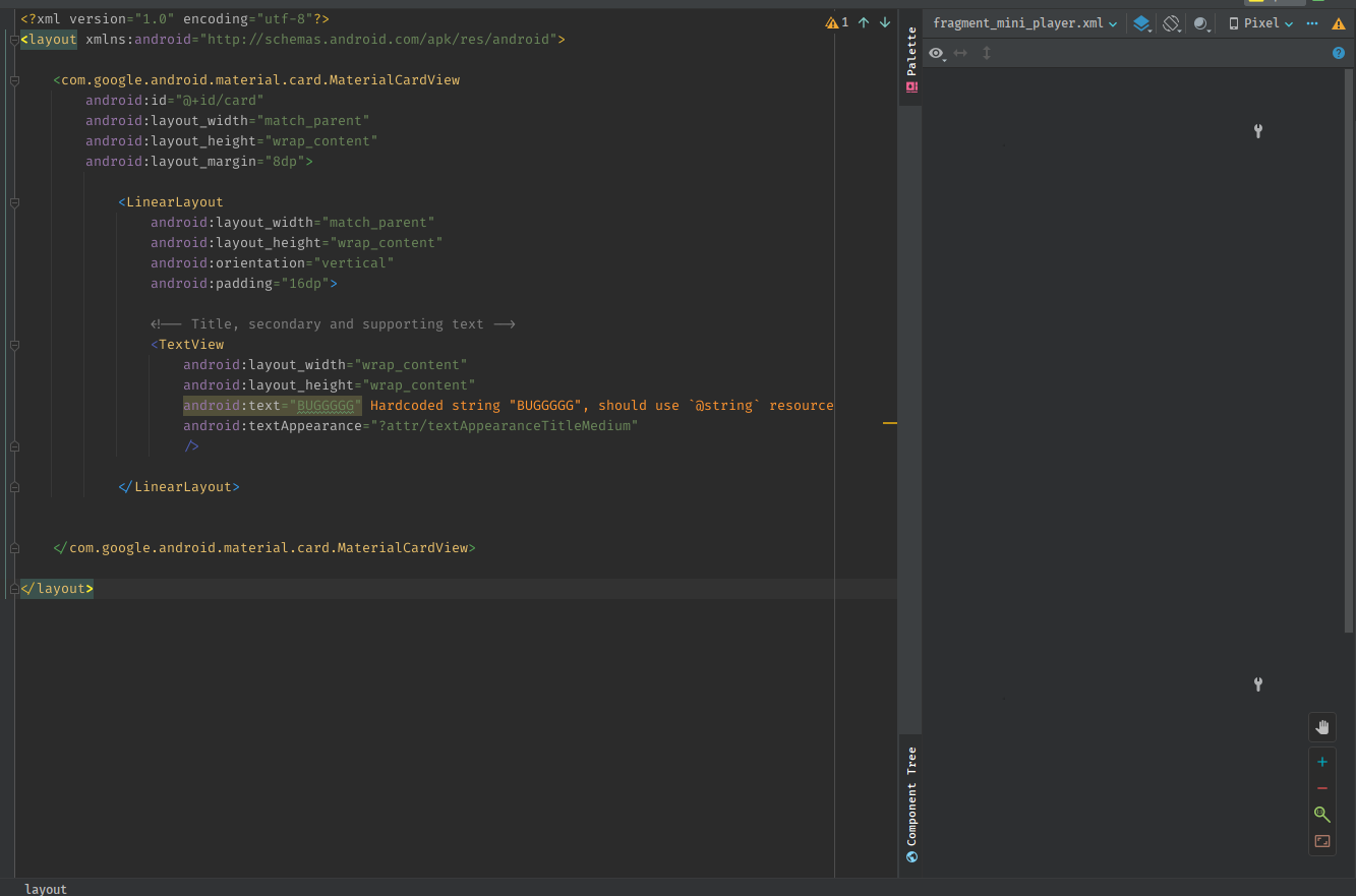[Material CardView] Preview fails to display layout when add CardView ...