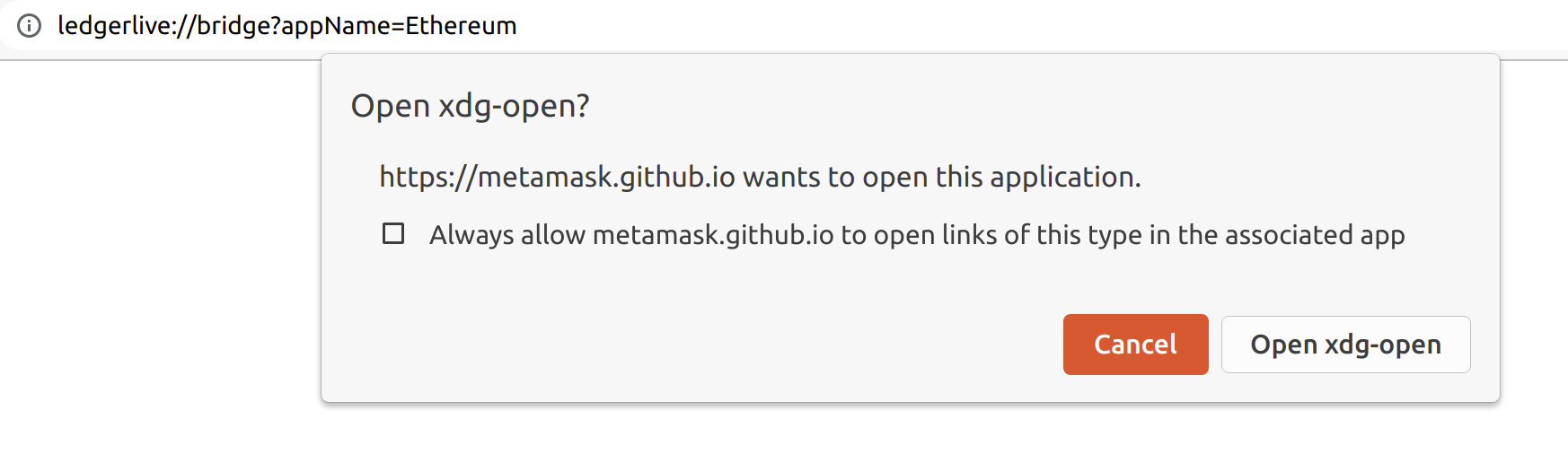 Metamask on Google Chrome on Ubuntu does not find Ledger Live app · Issue  #11224 · MetaMask/metamask-extension