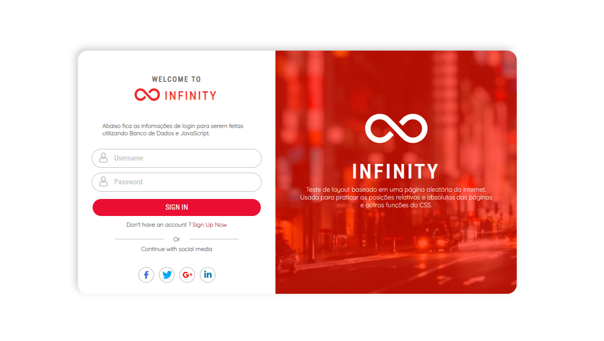 GitHub Frenesy/002InfinityLogin Uma página de login melhorada para treinar meus novos