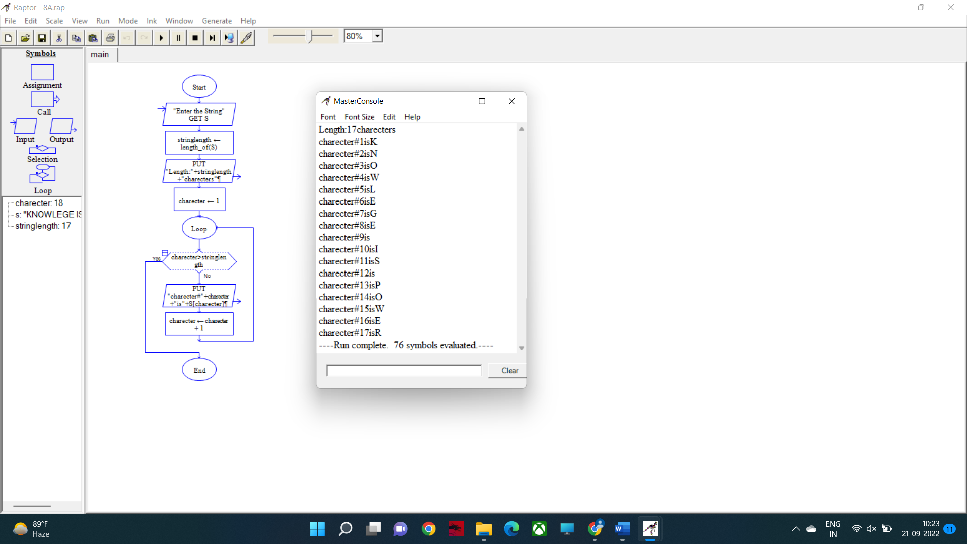 raptor lenght of string