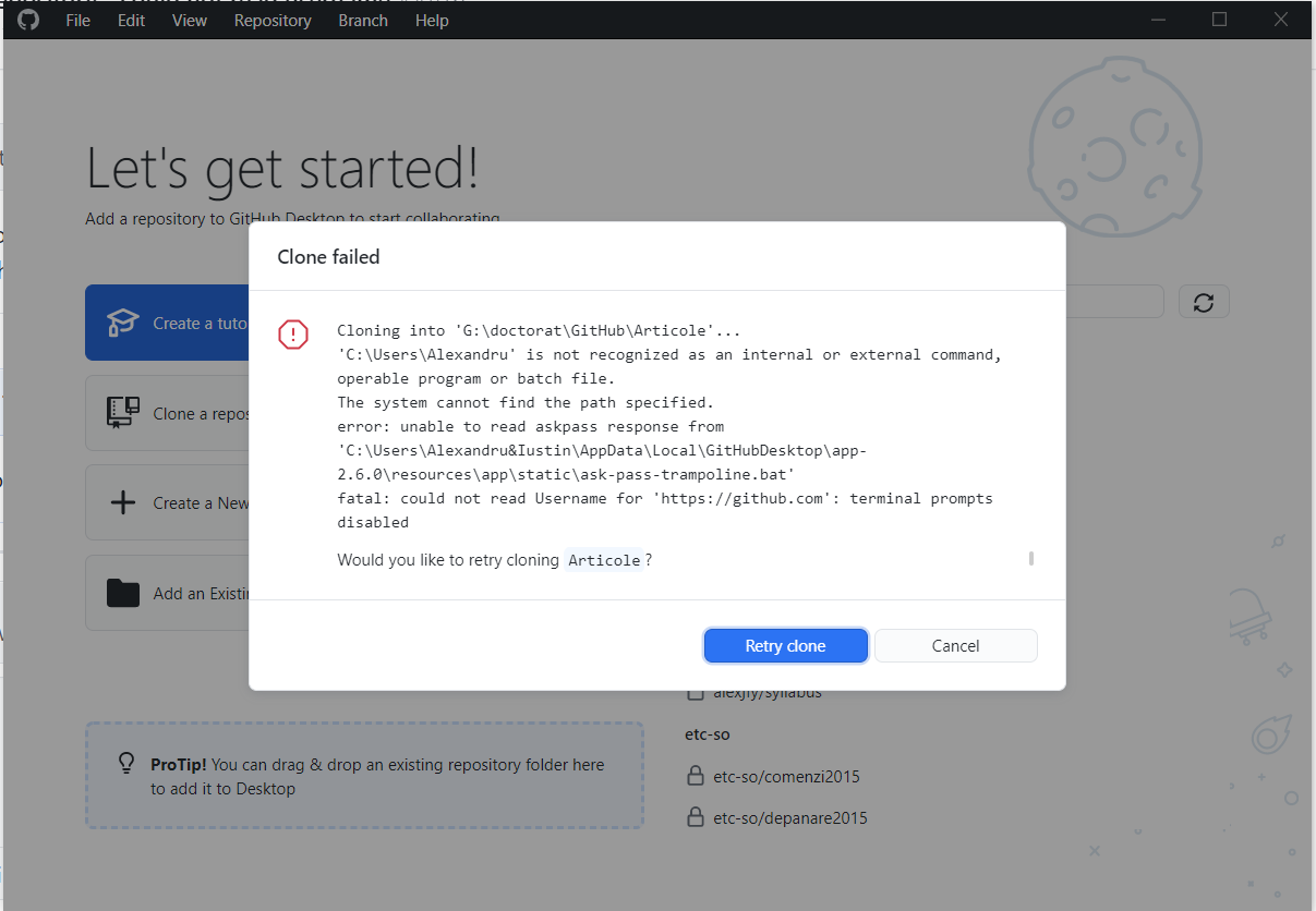 Cannot publish repository - could not read username · Issue #10176 ...