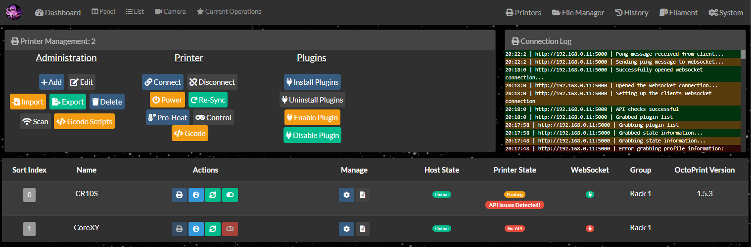 Klipper/Octoprint compatibility · Issue #301 · OctoFarm/OctoFarm · GitHub
