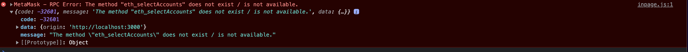 [Bug]: selectAccounts(existingWallet.provider) always throws error