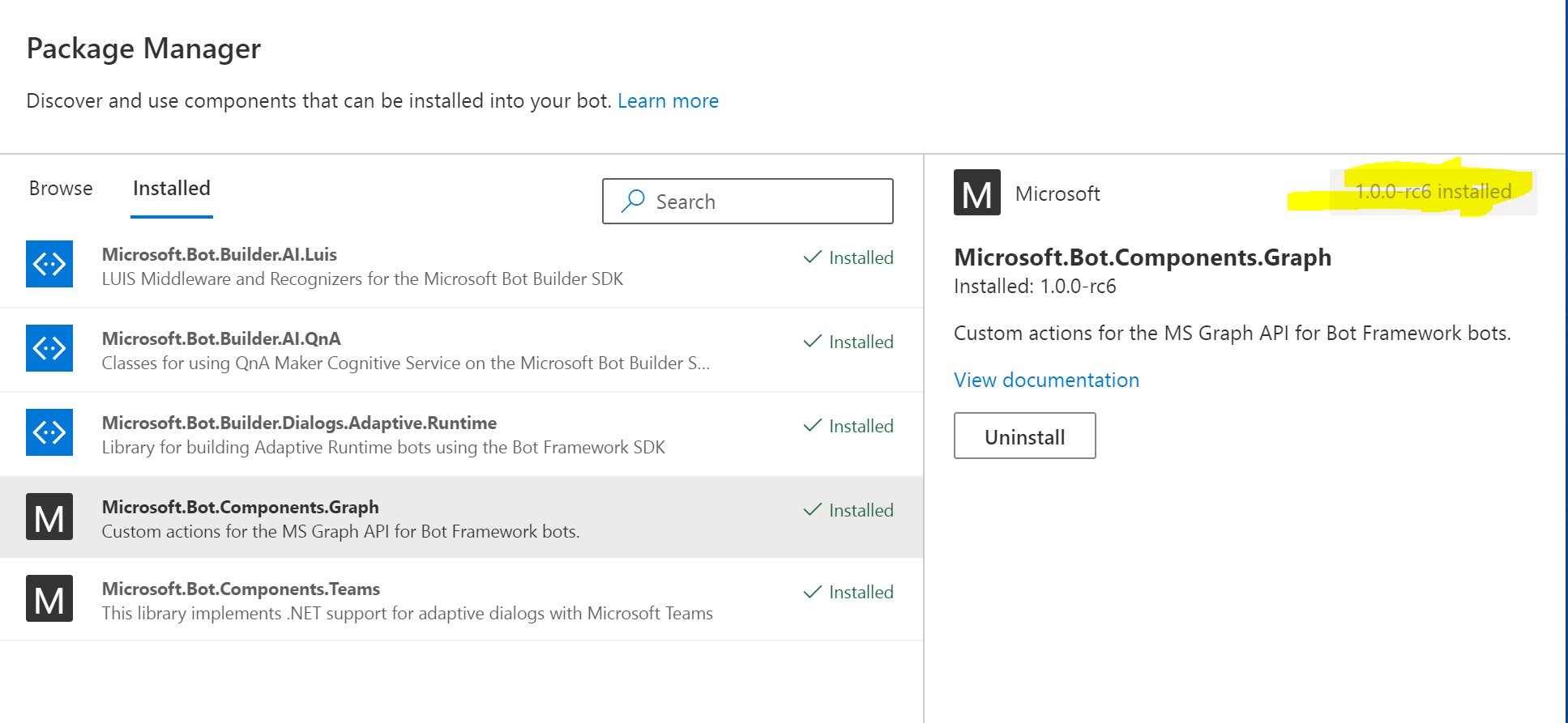Update package version from Installed tab · Issue #7652 · microsoft ...