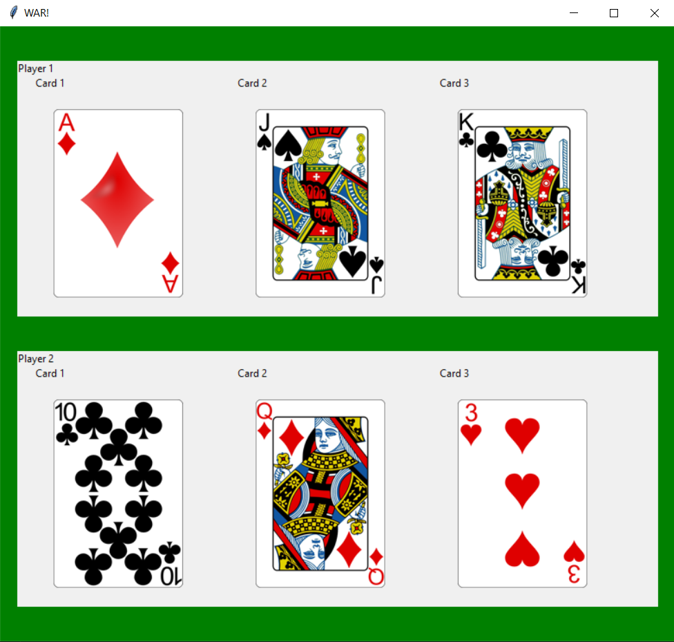 GitHub - I-Minevski/War-Game: The card game War with Tkinter in python