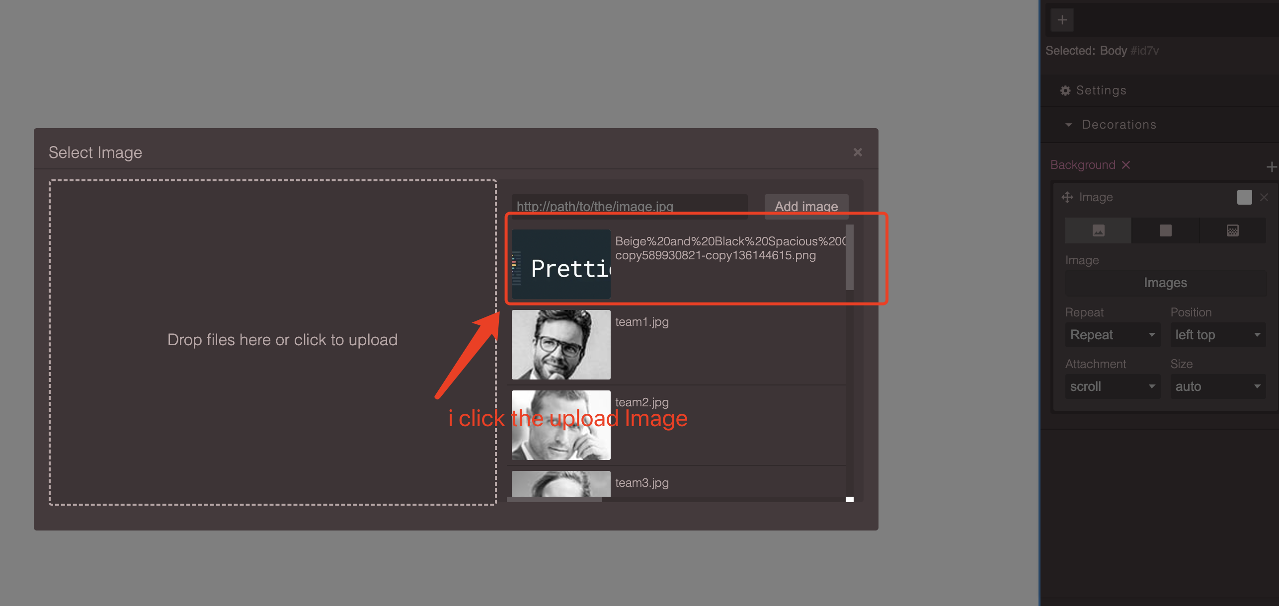 BUG Adding background image fails · Issue 5497 · GrapesJS/grapesjs