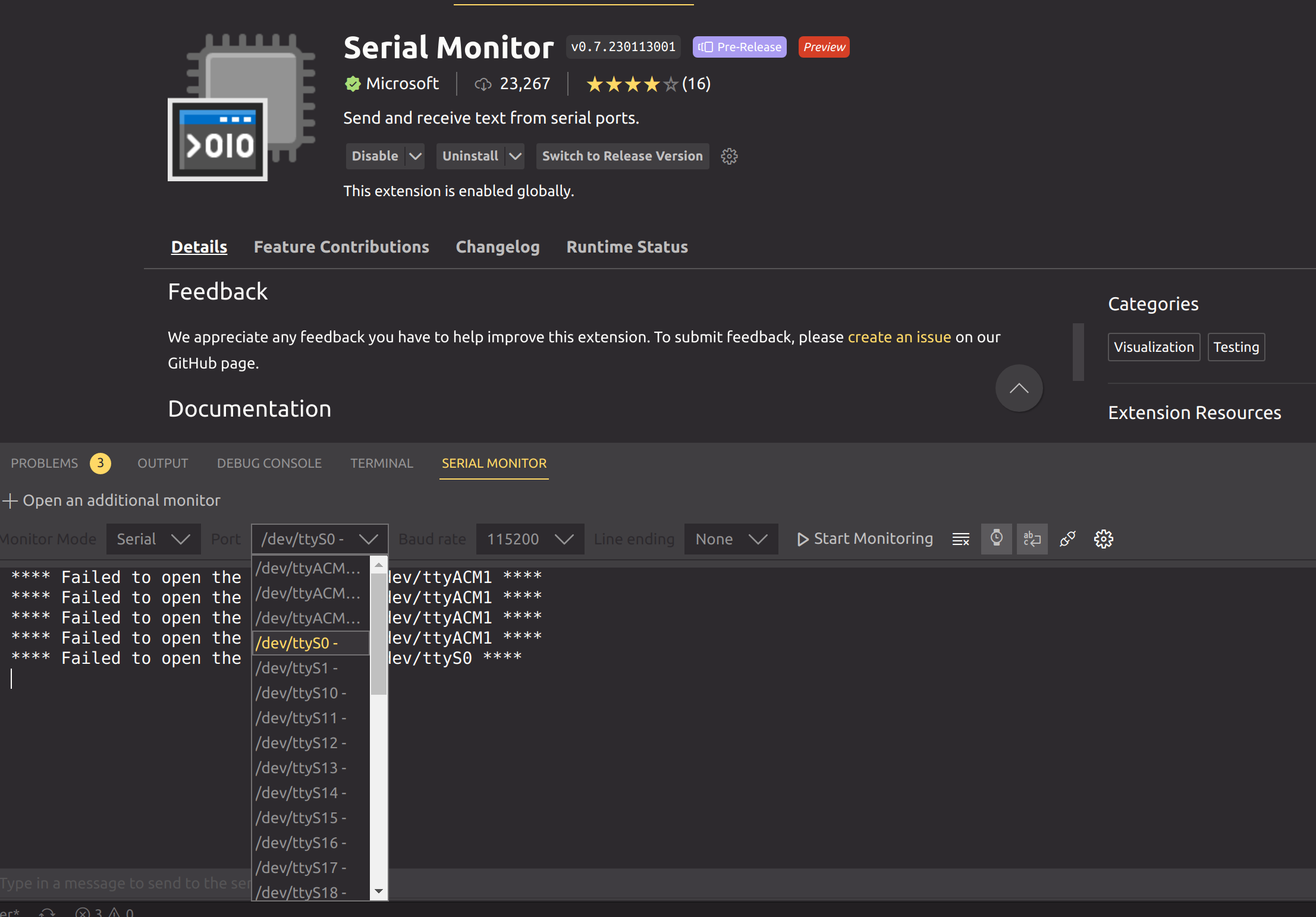 update list of serial ports · Issue 64 · microsoft/vscodeserial