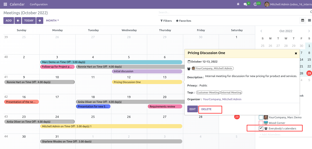 Calendar Odoo odoo 14 calendar Calendar Odoo odoo 14 calendar