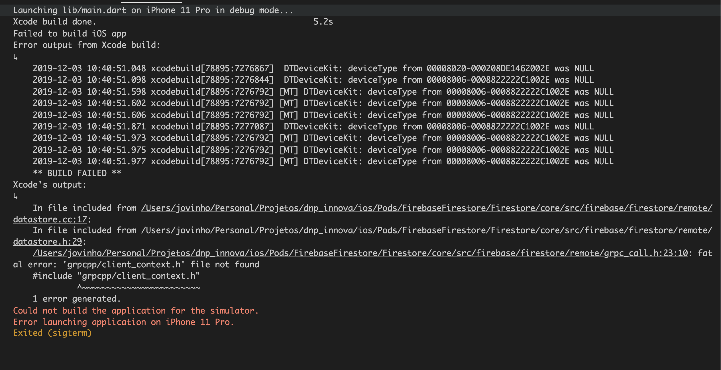client_context.h file not found Cannot Run IOS Project · Issue 1538
