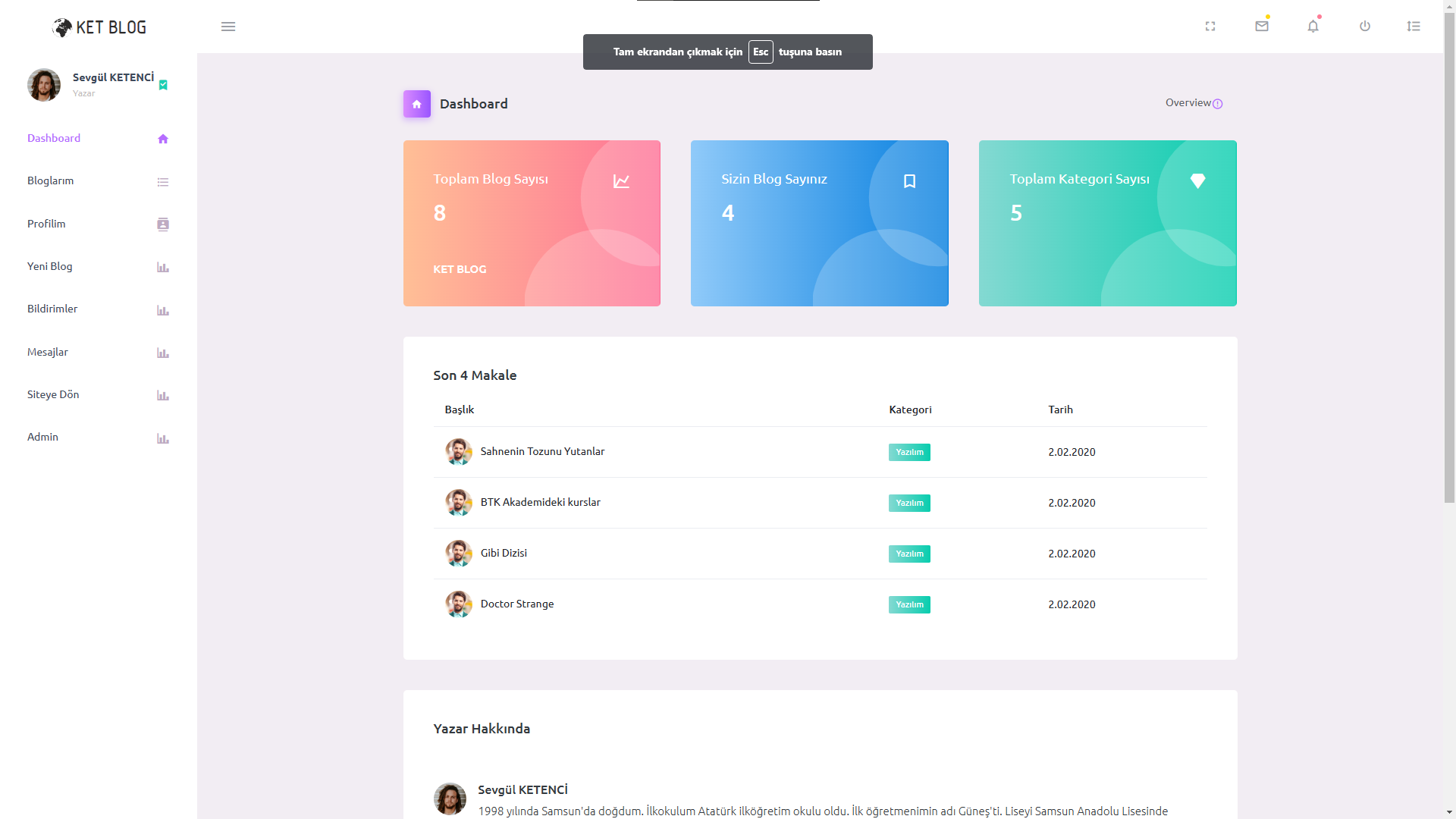 Github Sevgulketencii Blog Project
