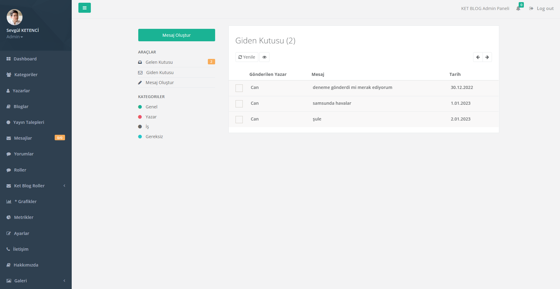Github Sevgulketencii Blog Project
