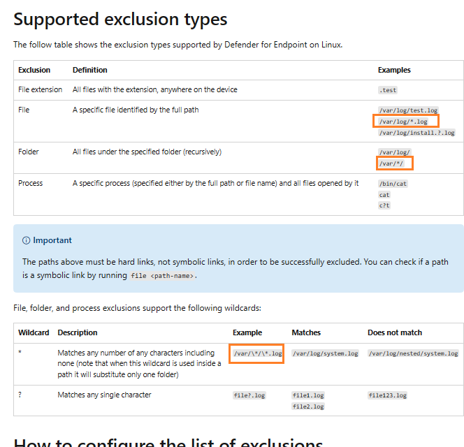 Wrong Example >> Supported Exclusion Types, wildcards section · Issue