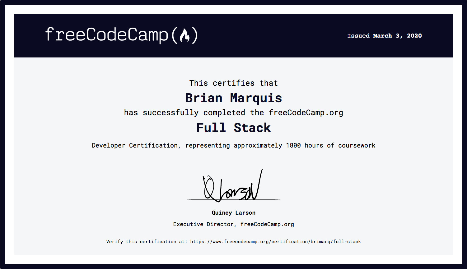 Legacy Full Stack Certification 