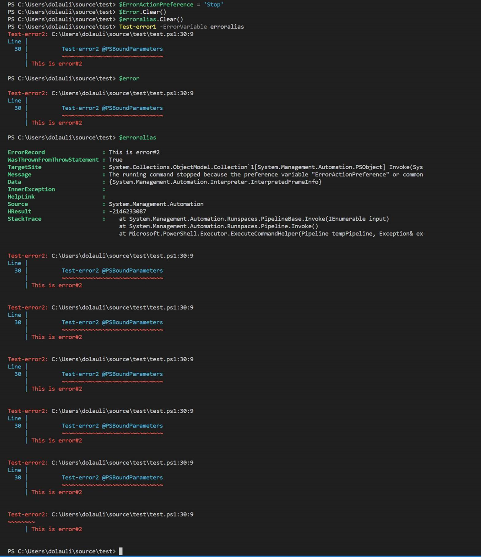 Duplicated errors when using errorenvirable with