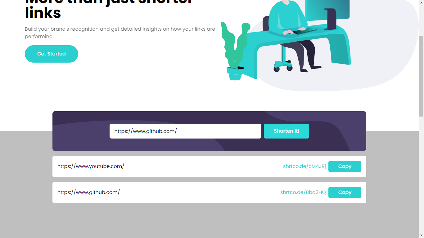GitHub usernameisleye/shortly Integrate with the shrtcode URL