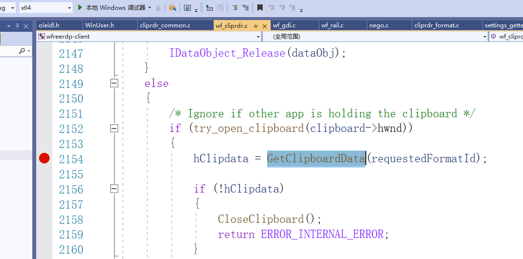 wfreerdp on Win10 clipboard (local image or file copy) disconnects