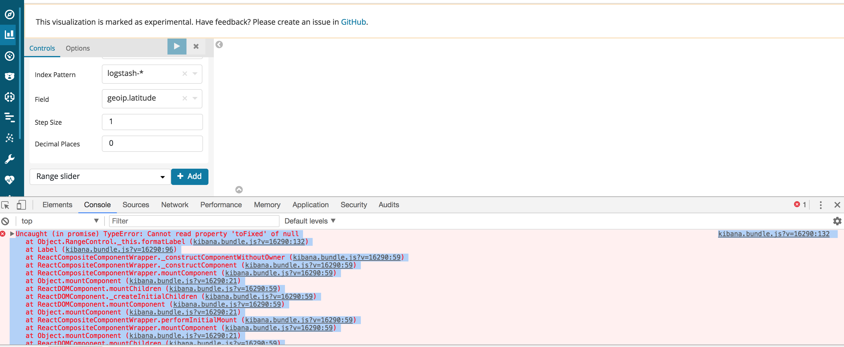 Input control visualization- console error · Issue #15273 · elastic ...