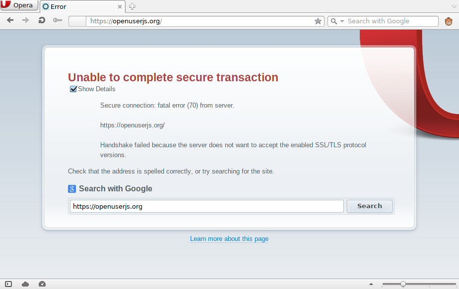 Click to enlarge... OUJS TLSv1 disabled OUJS TLSv1 disabled