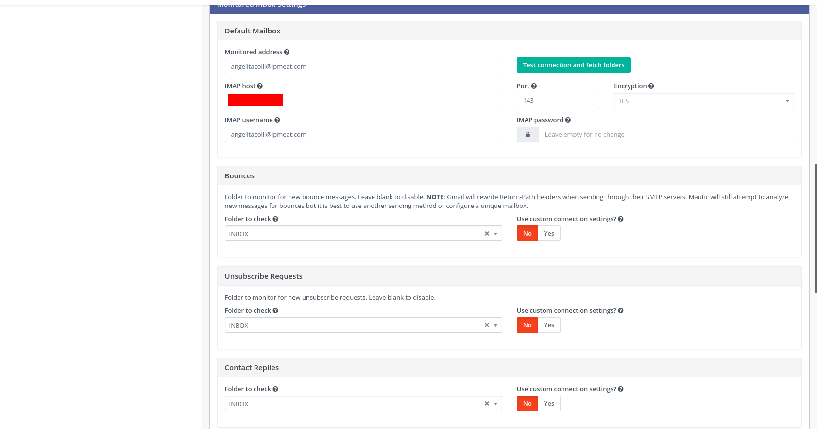 Email sending error when i configuring Monitored Inbox Settings · Issue
