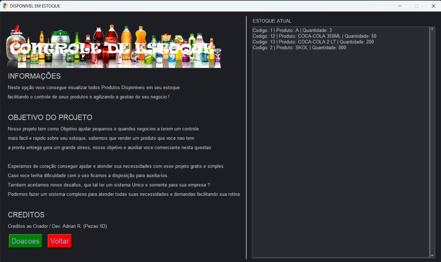GitHub - Pezao22/Controle-de-estoque: Um sistema desenvolvido em Python ...