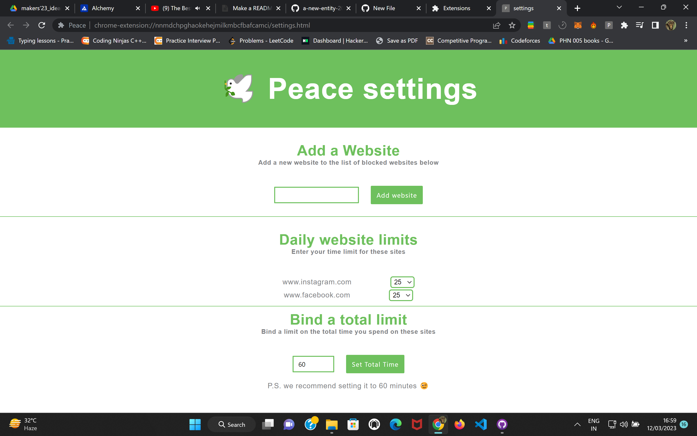 GitHub - Sh0g0-1758/Peace: helps you set a timer on social media sites