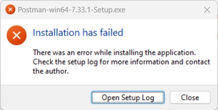 Failed installation. Postman-win64-7.33.1 · Issue #11626