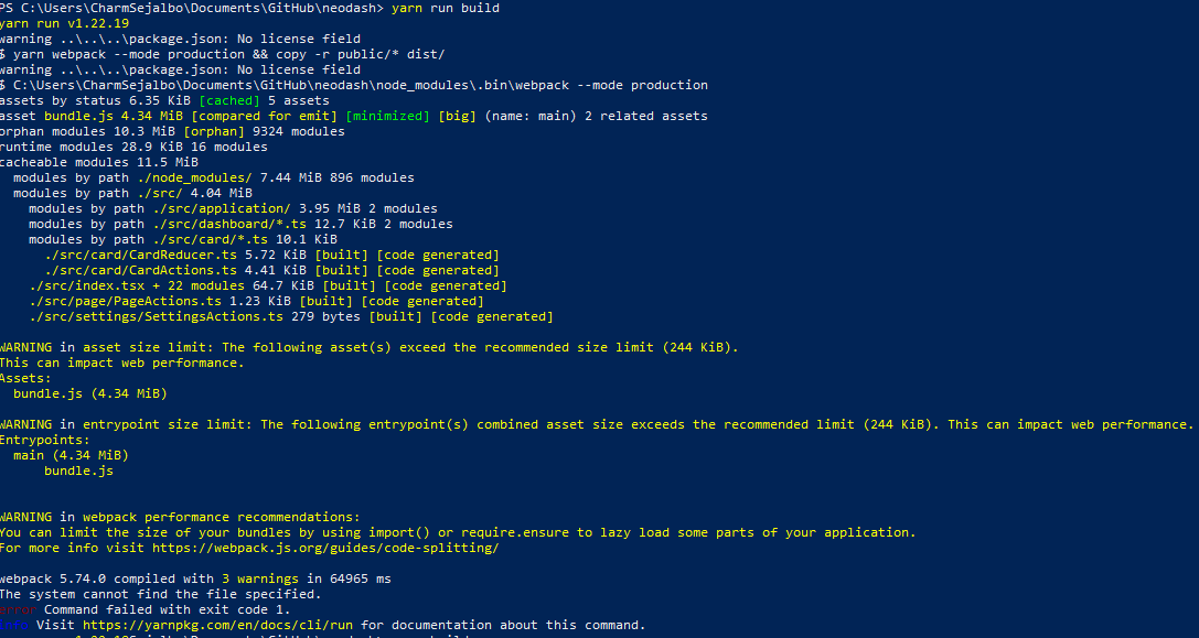 The system cannot find the file specified when yarn run build · Issue