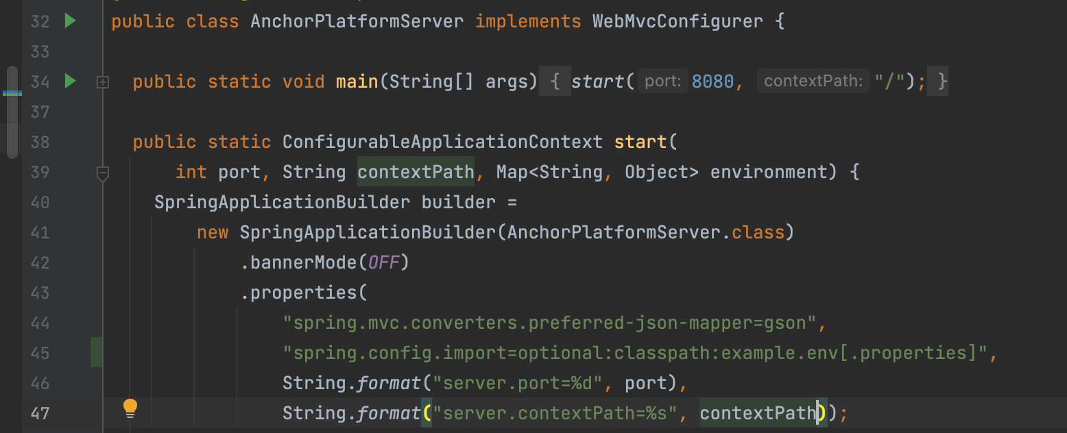 Spring configs in yaml file not being honored by Anchor Platform